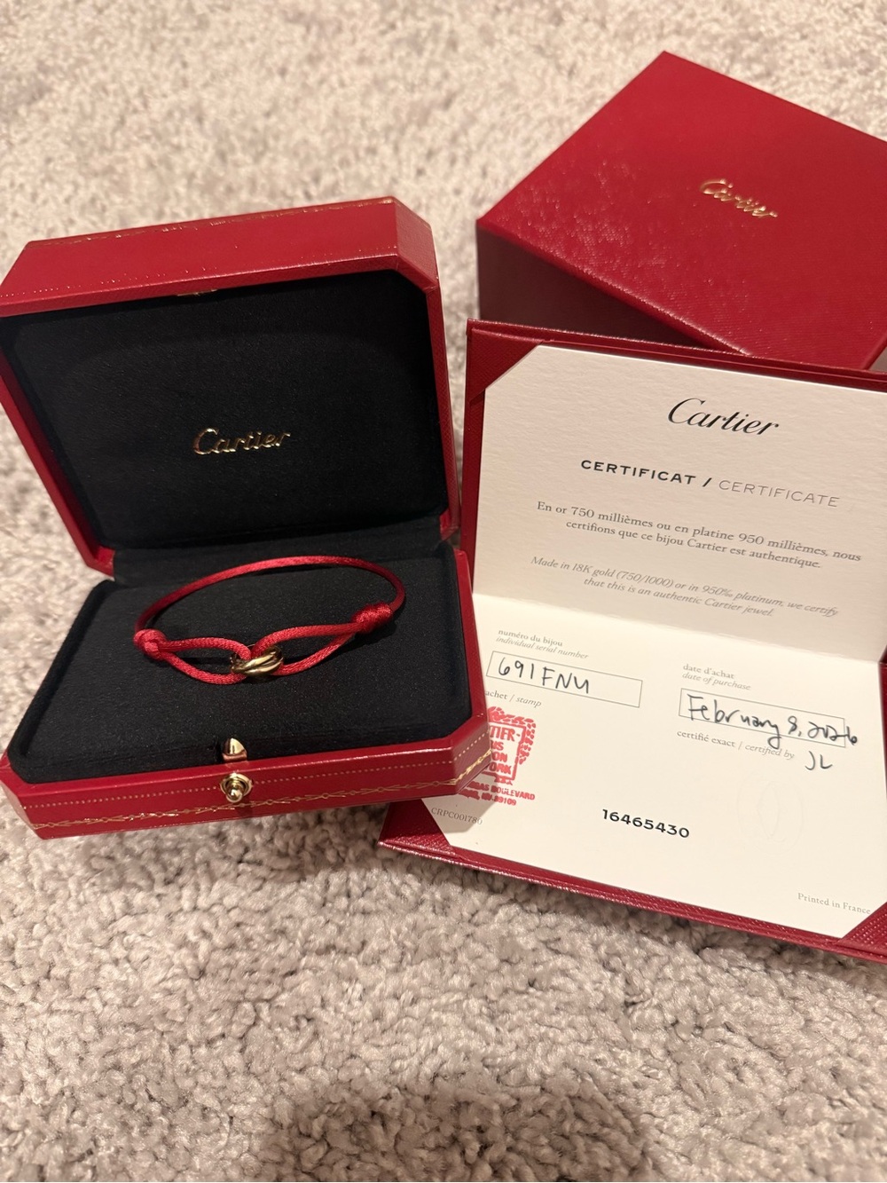 Authentic Cartier Trinity Cord Bracelet 18k Tricolor Gold